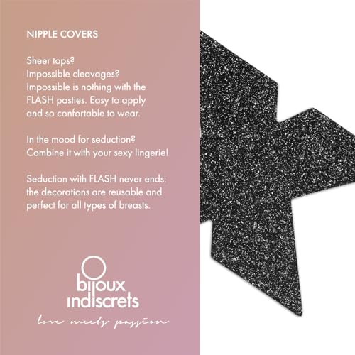 Image of Bijoux Indiscrets FLASH Pasties - Glitter Reusable Nipple Covers for Women - Self-Adhesive Body Jewelry for Any Occasion