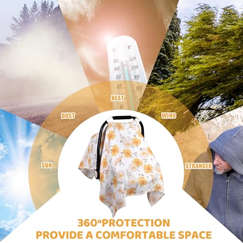 Image of Metplus Car Seat Cover Baby Girl, 100% Muslin Cotton Infant Carseat Covers, Lightweight Breathable Car Seat Canopy, Summer Stroller Sun Shade, Newborn Travel Essentials