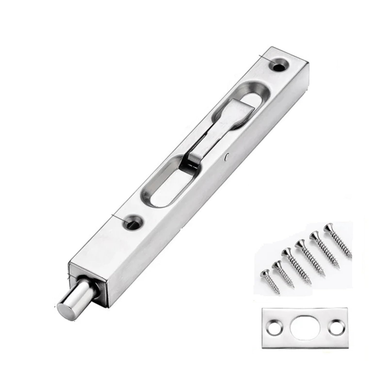 Ayztantine Silvery-6Inch Door Flush Bolt Latch Lock Concealed Door 304 Stainless Steel Door Flush Bolt - Hidden Vertical Lock For Wooden, Main, Security & Double For Bedroom, Bathroom(Silvery-6Inch)