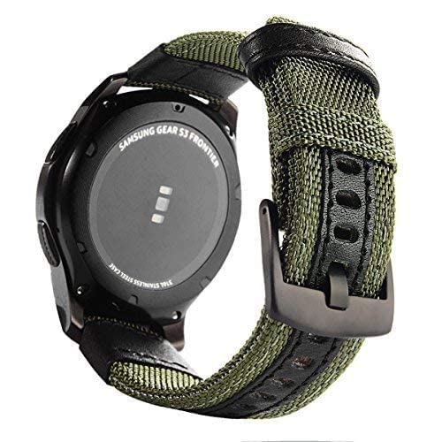 Galaxy Watch 46Mm/ Galaxy Watch 3 45Mm Bands, Maxjoy Gear S3 Frontier Classic Nylon Band, 22 Mm Quick Release Replacement Strap Large Sport Wristband Compatible Samsung Gear S3 Smart Watch, Army Green #TOP1