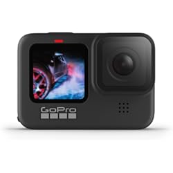 Hero Pro 5 GoPro HERO9 - Cámara deportiva impermeable con pantalla LCD frontal y pantalla táctil trasera, vídeo Ultra HD de 5K, fotos de 20 MP, transmisión en vivo de 1080p, cámara web, estabilización, negra