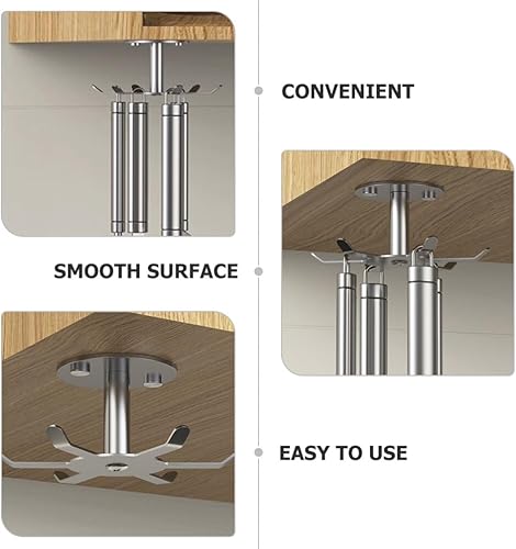 Miniatura 9 de Cabilock Gancho giratorio para debajo del gabinete, ganchos giratorios de 360 grados con gancho giratorio de 6 garras, gancho giratorio de acero