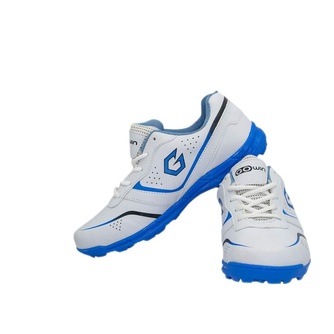 Academy White/Sky Cricket Shoes Size-12 Kids with TR-88-W Cricket Leather Ball Veg Tanned White-image-37