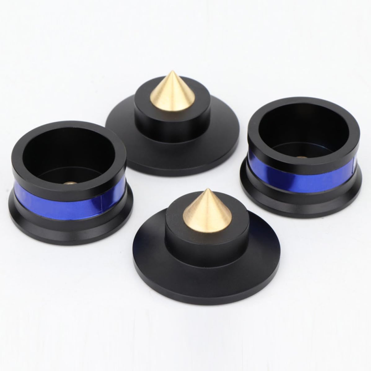 Almohadilla de Aislamiento para Altavoz 4 Piezas Negro | Capacidad 100kg por Juego, Bronce y Aleación de Aluminio Goma, Hrc50-55