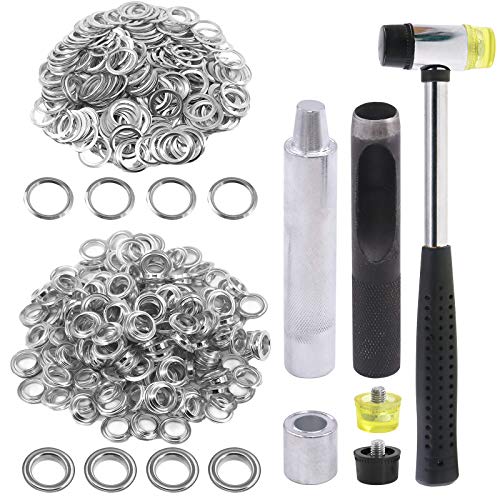 Glarks 124Pcs Œillets Argent 1/2 Pouce Outils Installation Tissu Cuir
