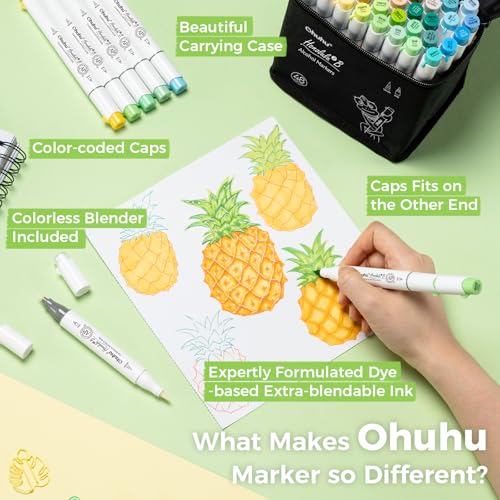 Image of Ohuhu Alcohol Marker Brush & Fine Dual Tip 48 Colors - Honolulu 2B