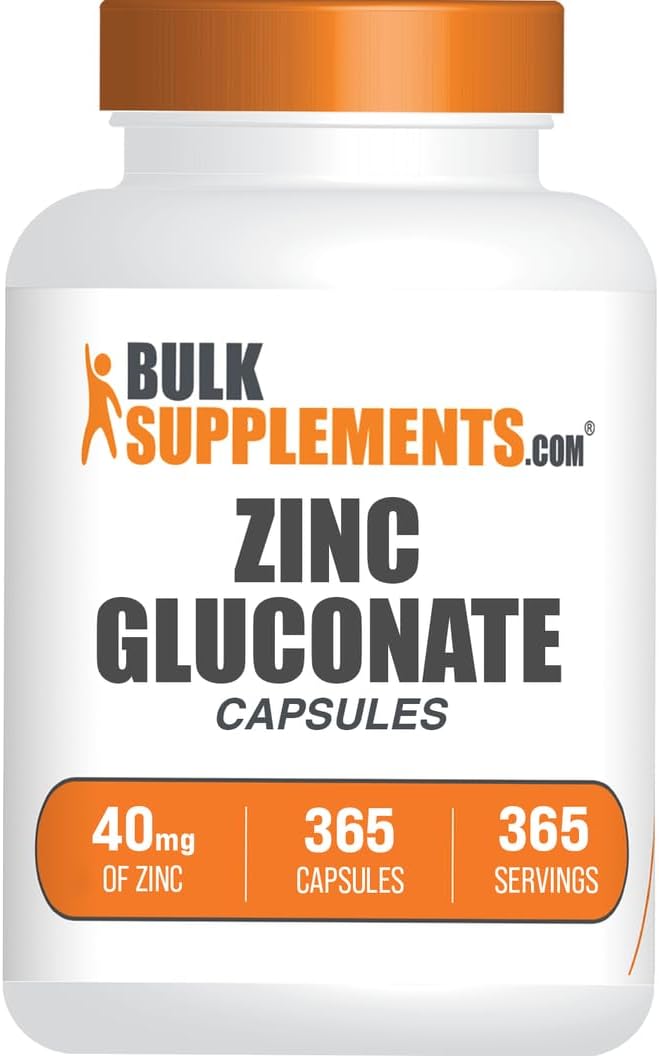 BulkSupplements.com Zinc Gluconate Capsules – Zinc Supplements, for Immune Support – Gluten Free, 1 Capsule per Serving, 365 Count (Pack of 1) BulkSupplements.com Zinc Gluconate Capsules – Zinc Supplements, for Immune Support – Gluten Free, 1 Capsule per Serving, 365 Count (Pack of 1)