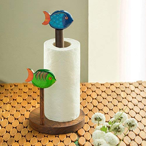 Dispensateur de rouleau de cuisine en bois support serviette table à manger poisson