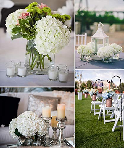 Flojery Silk Hydrangea Heads Artificial Flowers Heads with Stems for Home Wedding Decor,Pack of 10 (White) - Image 8