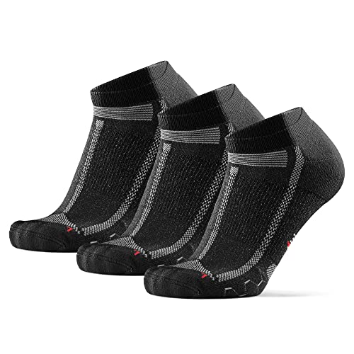 DANISH ENDURANCE Long Distance Low-Cut Running Socks for Men & Women (Schwarz/Grau, 39-42)