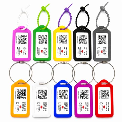 Smart Luggage Tags with QR Code Privacy Protection No App Needed | Heavy Duty Travel ID Tags for Suitcases 10 Pack Mixed Colors
