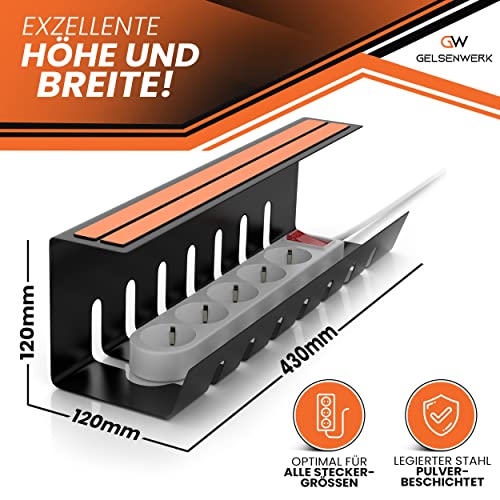 GELSENWERK® Kabelkanal Schreibtisch Schwarz OHNE Bohren fürs Kabelmanagement - Kabelwanne inkl. Kabelschlauch für saubere Kabelführung am Schreibtisch - Kabelmanagement Schreibtisch