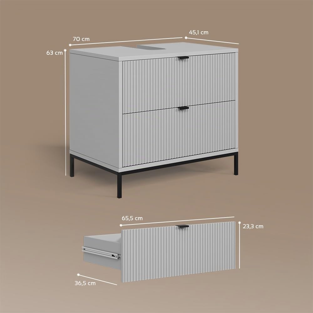 Livinity Waschbeckenunterschrank Aterno, Grau, 70 x 63 cm