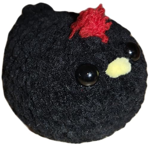 Adorable handmade crochet mini chicken plush stuffed animal toy (Black)