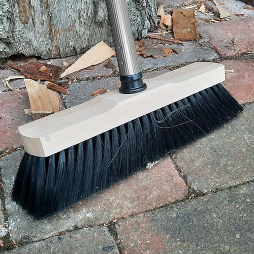 Holz Besenkopf Boden Zimmerbesen mit weichen Borsten und Metall Stiel Gewinde und Aufhänger Haushalt Zimmer Laminat Vinyl Besen Reinigung innen und aussen von Fliesen Terasse Garten Bad Flur Küche – Bild 6