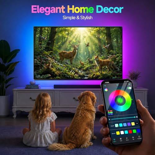 Image of Daymeet TV Led Backlight, 16m ICRGB LED Lights for TV Smart TV Led Lights for 65-85 inch TV /Monitor, USB Led Lights Rear TV, TV Led Backlight Sync with Music, Bluetooth APP