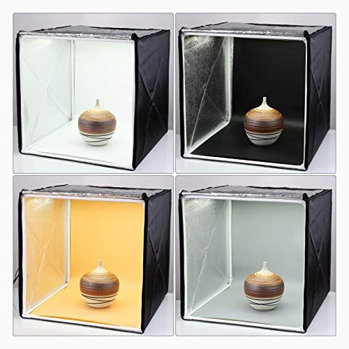 Amzdeal Light Box for Photography 20in Brightness Adjustable Shooting Tent with LED Light 4 Backdrops (White Black Orange Grey)