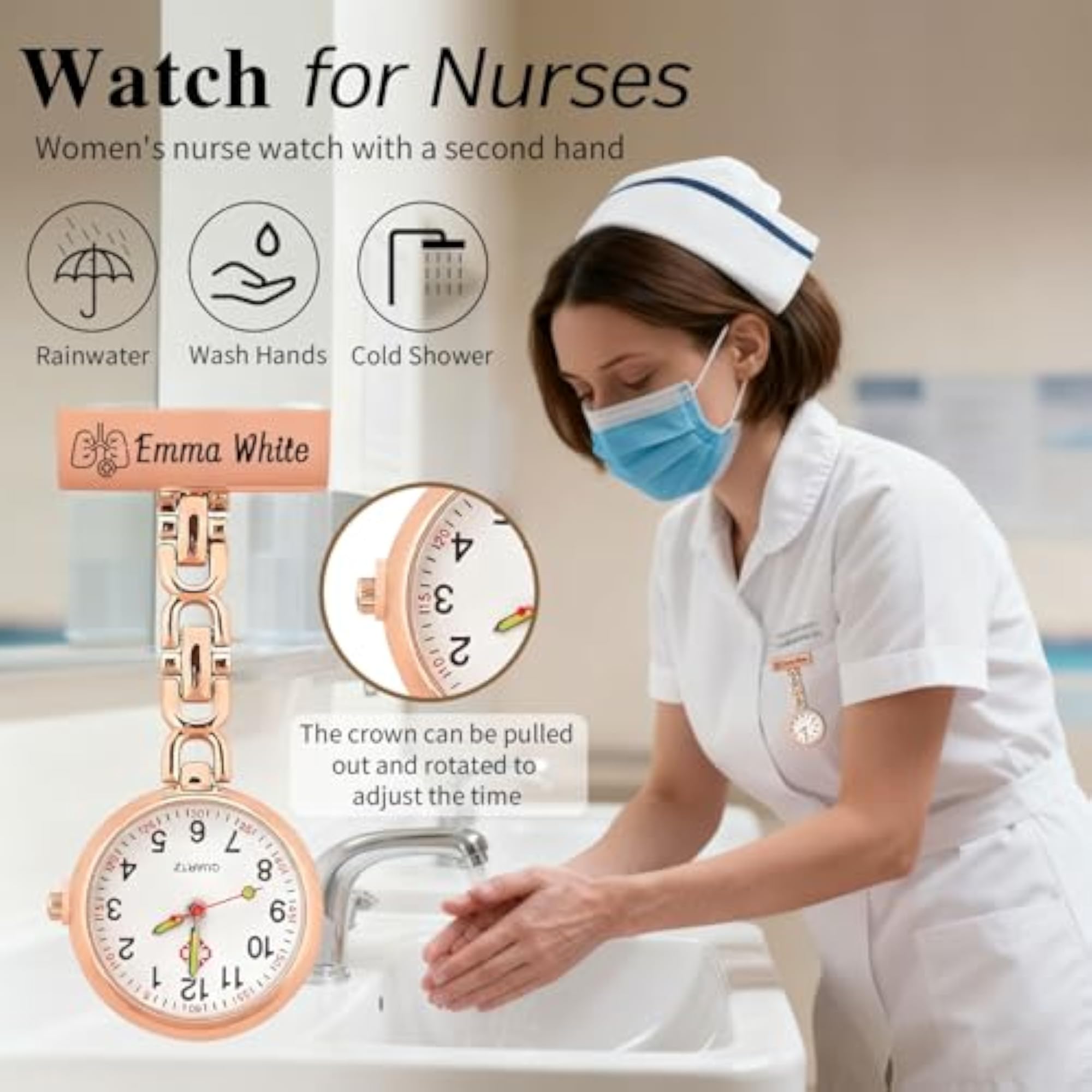 Personalized Nurse Clip On Watch