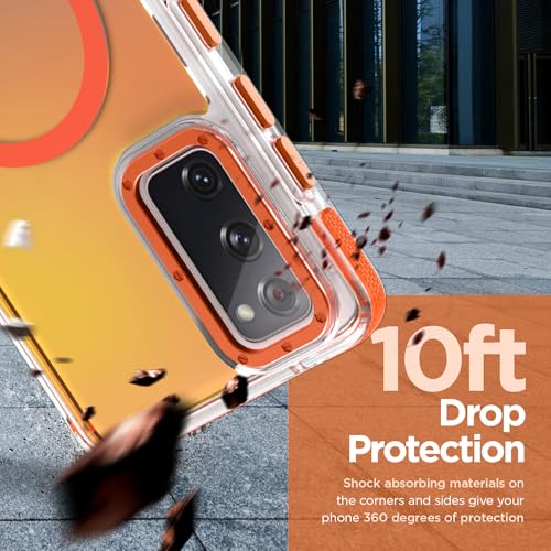 Image of Magnetic Case for Samsung Galaxy S20 FE 5G [Compatible with Magsafe] [Cute Fashion Fluorescent Design] [1 Screen Protector] Slim Translucent Matte Case for Galaxy S20 FE 5G 6.5 inch, Orange
