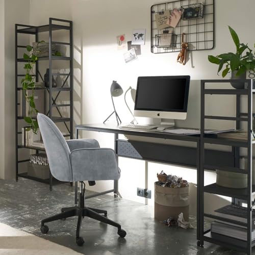 Robas Lund Raburg Bürostuhl Ottawa, Grau, Veloursoptik, Gestell Schwarz