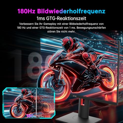 Monitor Gaming 27 pollici, Monitor IPS veloce 1440p 180Hz Schermo PC, Monitor per computer 2K QHD 1ms GTG, HDR/HDMI/USB C/DP verticale, FreeSync & G-Sync, Pan Tilt Height Pivot regolabile, H27T22 - Monitor - Immagine 3