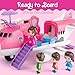 XDUOYJOY Pink Airplane Toy for Kids, Plane Toys with Dolls, Furniture and Accessories for Boys Girls Birthday, Toy Aircraft Push and Go Action, Easy to Store