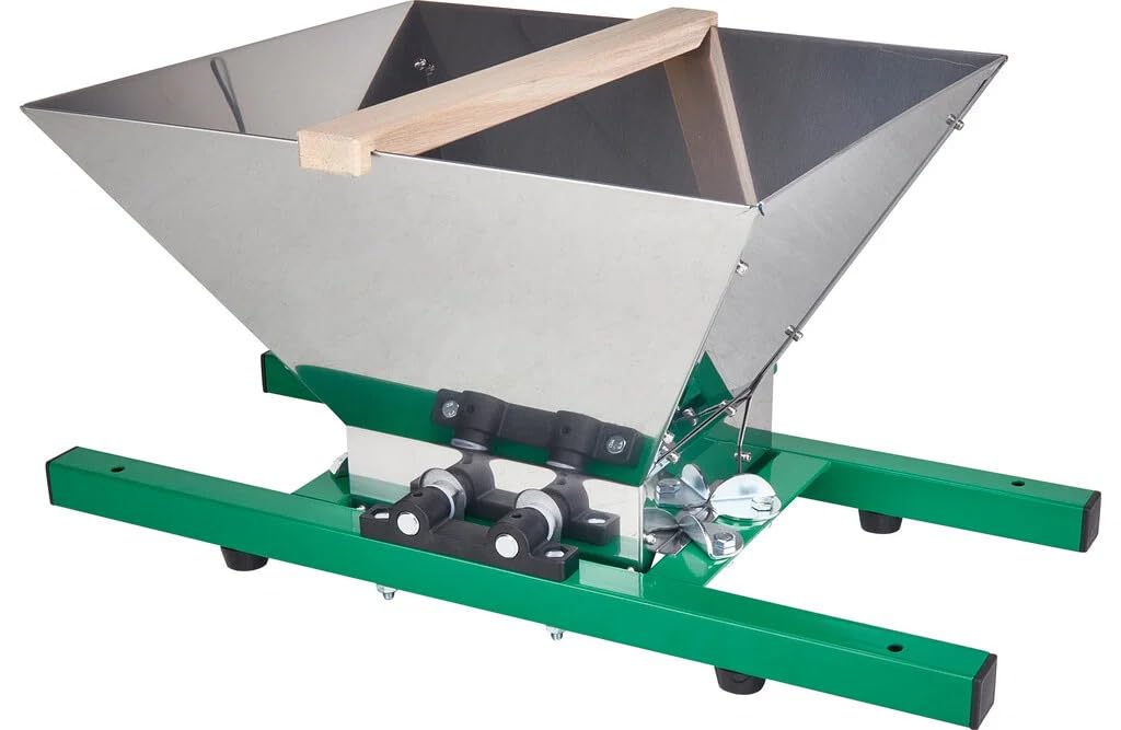 P. Lindberg 7 L manuelle Obstmühle, Apfelzerkleinerer aus Edelstahl | Tragbare Obstmühle mit Handkurbel für Äpfel, Birnen, Trauben & Beeren, ideal für die Herstellung von Apfelwein, Saft & Wein