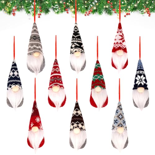 Gnomos Colgantes del Árbol de Navidad, Peluche de Elfo de Papá Noel Colgante, Hecho a Mano Adornos Barba Santa, para Decoración Hogar Chimenea Árbol de Navidad-A
