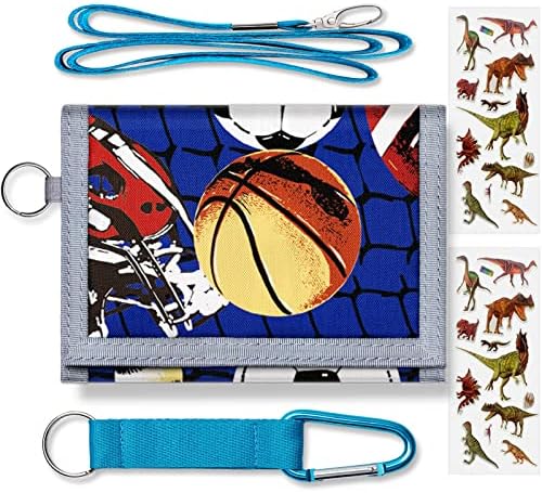 Yollber Kids Wallets for Boys With Coin Pocket, Boys Wallets for Kids Ages 4-18,Trifold Ball Wallet for Boys With 9 Card Holders,Novelty Wallet for Childrens Birthday Gifts，Basketball Wallet for Kids