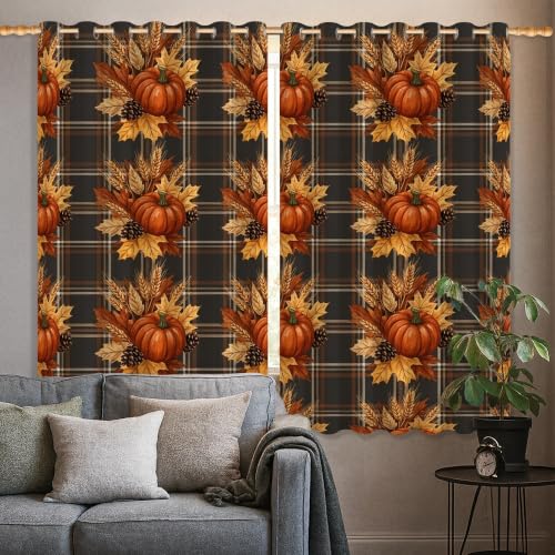 Rideaux occultants automne orange 132x137 cm | Déco de saison