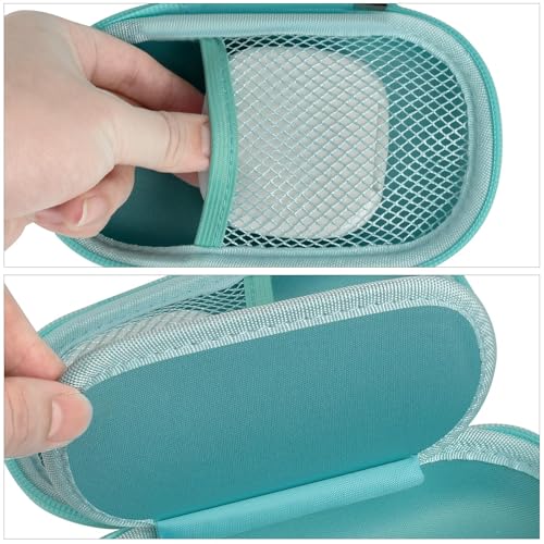 Image of Portable 2 in 1 Contact Lens Case and Glasses Case, Traveling Contact Cases Bag Box Holder with Soak Storage Kit Included Built-in Mirror, Tweezer, Contact Lens Solution Bottle and Hand Strap-Green