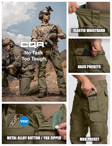 Image of CQR Men's Tactical Pants, Water Resistant Ripstop Cargo Pants, Lightweight EDC Work Hiking Pants, Outdoor Apparel