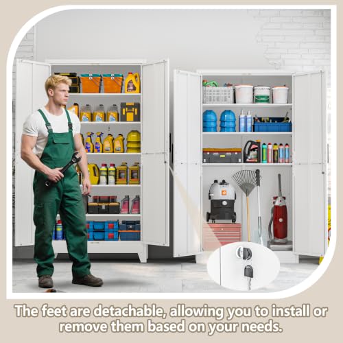 Image of PAOFIN Metal Kitchen Pantry Storage Cabinet with Lock Doors and Shelves