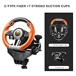 PXN PC Racing Wheel, V3II 180 Degree Universal Usb Car Sim Race Steering Wheel with Pedals for PC, PS3, PS4, Xbox One, Xbox Series X/S, Switch (Orange) - Image 5