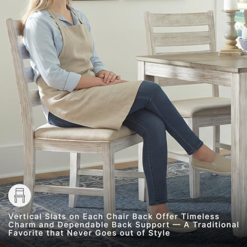 Signature Design by Ashley Skempton Cottage Dining 7 Piece Set β Rectangular Table & 6 Upholstered Chairs | Coastal Chic Meets Farmhouse, Whitewash - 3