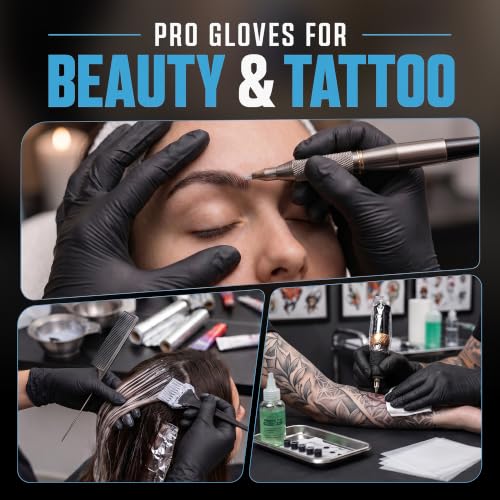 Image of HEAVY DUTY 6 Mil Nitrile Black Gloves Disposable Latex Free Rubber Cooking Cleaning Food Prep Tattoo Gloves 1000PCs