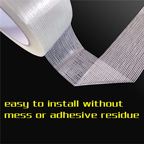 Image of Mono Filament Strapping Tape 1 Inch x 60 Yards, 4.7 Mil Thick Fiberglass Reinforced, 4 Rolls Heavy Duty Tape for Shipping, Bundling, Moving & Industrial Packing