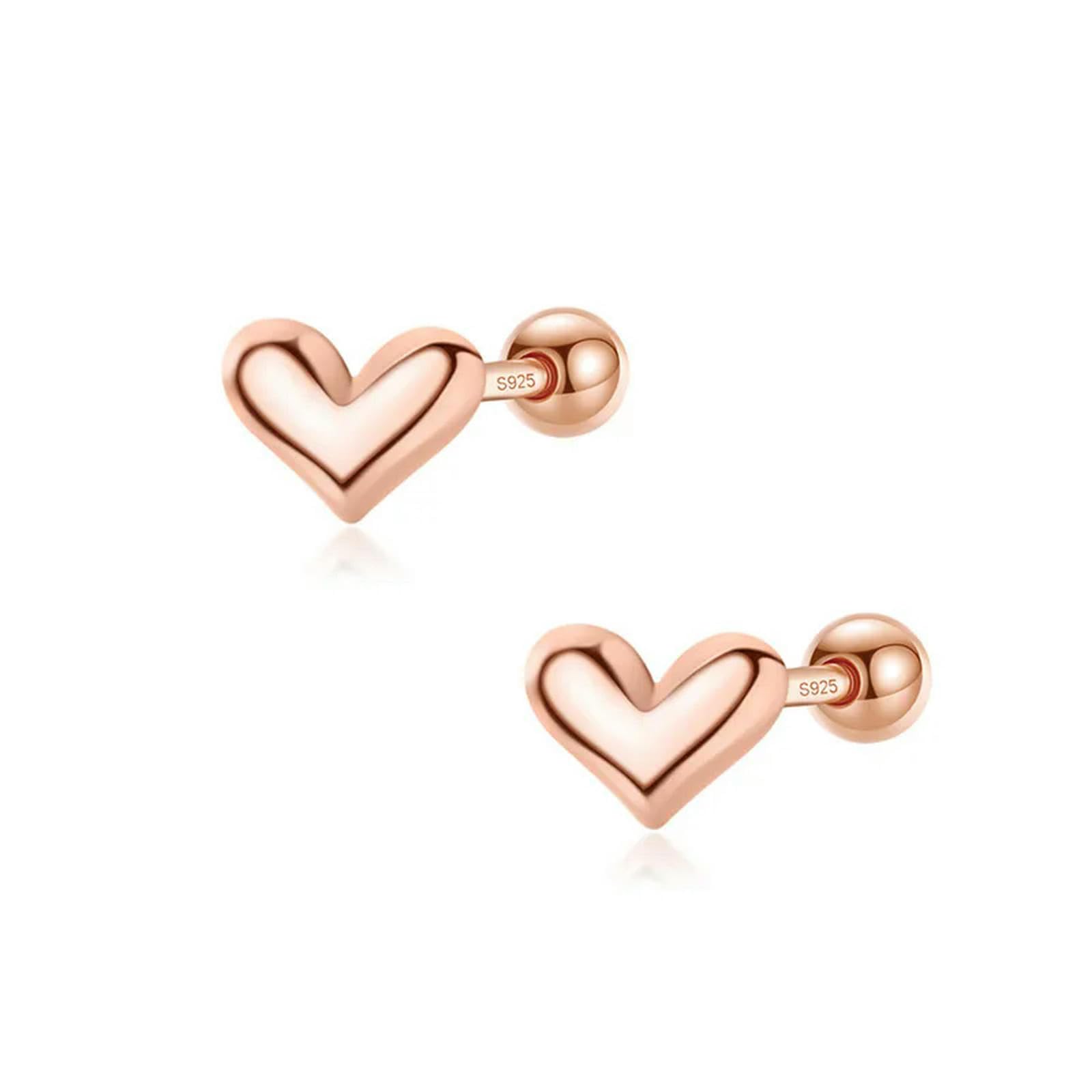 ISCBAFYX 925 Sterling Silber Herz Schraub Ohrstecker für Frauen Mädchen minimalistischen Schmuck