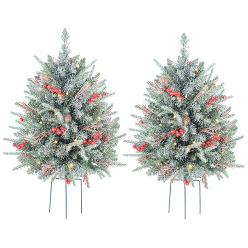 Albero di Natale preilluminato da 76 cm, confezione da 2 pezzi,...