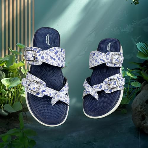 Image of KazarMax Women Magnolia Lightweight Double Strap | Cushioned | Bounce Back | Comfortable Flat Sandals