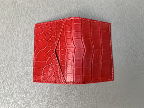Red and White Genuine Alligators Crocodile Double Side Leather Credit Card Holder2