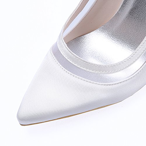 ELEGANTPARK HC1806 Wedding Shoes for Bride Pointed Toe Bridal Shoes High Heel Pumps Satin Wedding Shoes White US 8 - Image 4
