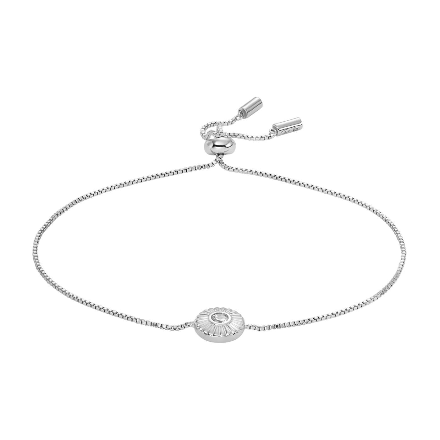 Fossil Bracelet for Women Sterling Silver, Length: 216mm, Width: 8.7mm Silver Sterling Silver Bracelet, JFS00616040