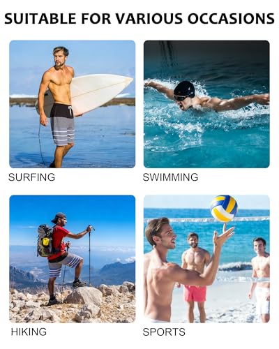Image of Mens Swim Trunks with Compression Liner 2 in 1 Quick Dry Swimming Shorts Swimwear Bathing Suits with Pockets