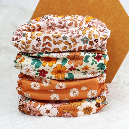 Mama Koala 3.0 Pocket Cloth Diapers for Babies with AWJ Lining, 6 Pack with 6 5-Layer Natural Cloth Diaper Inserts - Reusable and Washable Pocket Diapers(A-Little Daisies)