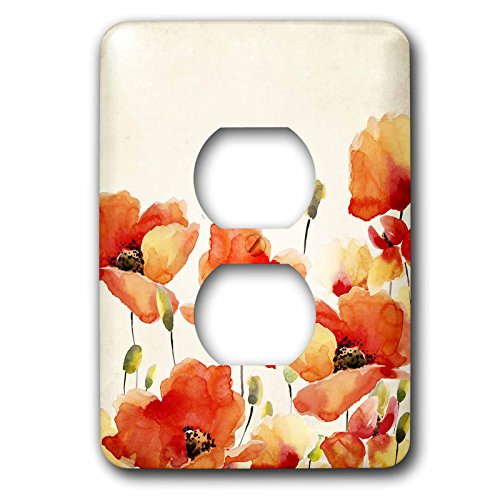 3dRose lsp_266971_6 Red Poppy Flower Watercolor Floral Illustration Plug Outlet Cover, Mixed