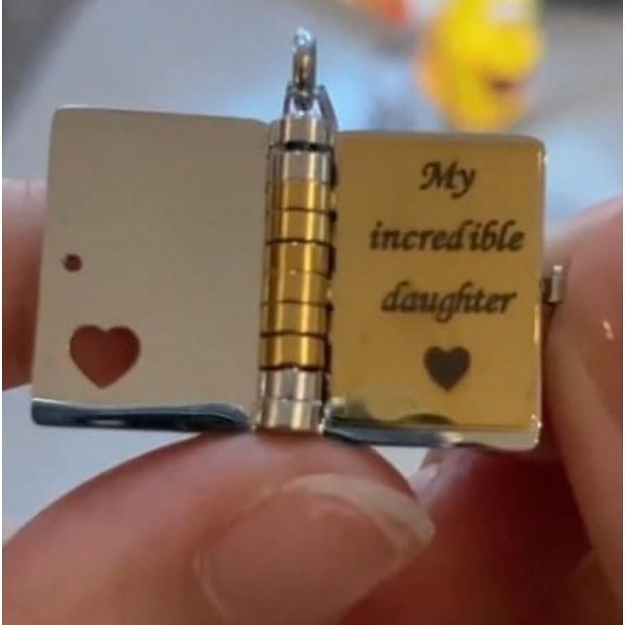 My Little Star Book Necklace,My Incredible Daughter Book Necklace for Daughter,Openable with 6 Pages of Engraved Information,Birthday Day Gift Graduation Jewelry of Love