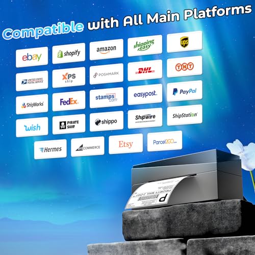 Bluetooth Shipping Label Printer 4x6, 249BT Thermal Label Printer 4x6 for Small Business, Shipping Packages, Office, Home, Compatible with Android iPhone iPad Windows macOS Tiktok USPS Etsy - Image 5