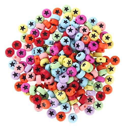 200pcs Acrylic Flat Round Star Beads Pony Small Disc Coin with Twinkle Star Loose Spcaer Beads Random Mixed Colors for Jewelry Bracelet Necklace Making 200pcs Acrylic Flat Round Star Beads Pony Small Disc Coin with Twinkle Star Loose Spcaer Beads Random Mixed Colors for Jewelry Bracelet Necklace Making