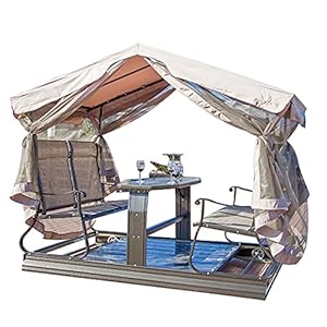 ZDYLM-Y 4-Sitzer Hollywoodschaukel, hochwertiger Allwetter-Schaukelstuhl aus Aluminiumlegierung mit Moskitonetz, für Patio, Garten